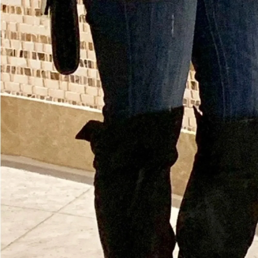 Black Suede Over the Knee Boots for Women
